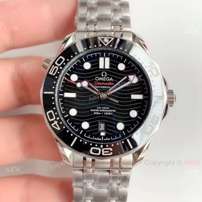 (OM) Swiss Replica Omega Seamaster Diver 300m SS Black Dial Watch 8800 Movement